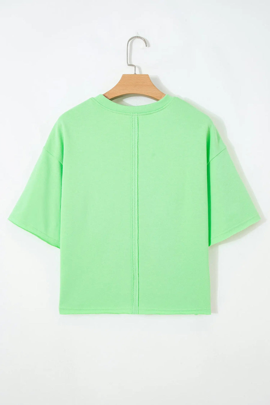 Bright Green Crab Embroidered Patch Loose Round Neck Tee — fabric texture detail | Fashionfitz UK