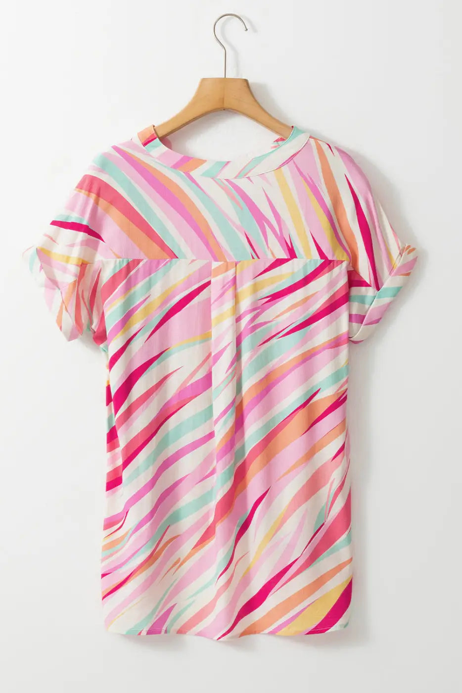 Abstract high low short sleeve blouse | fashionfitz
