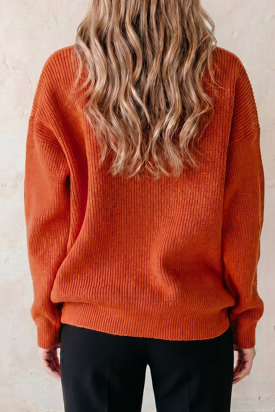 Halloween Drop Shoulder Round Neck Sweater