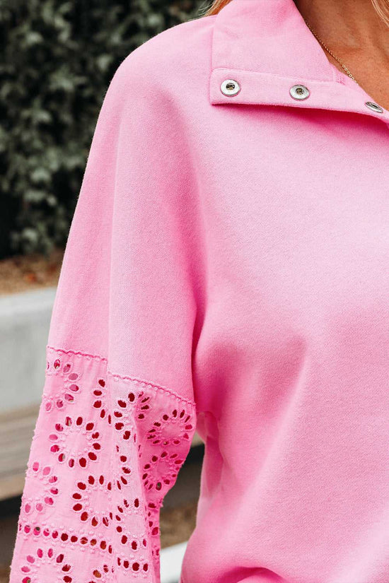 Embroidered Flower Snap Sweatshirt