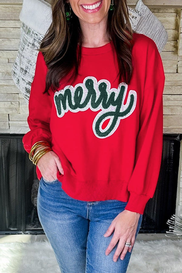 Fiery Red Santa Baby Tinsel Graphic Christmas Sweatshirt Women UK