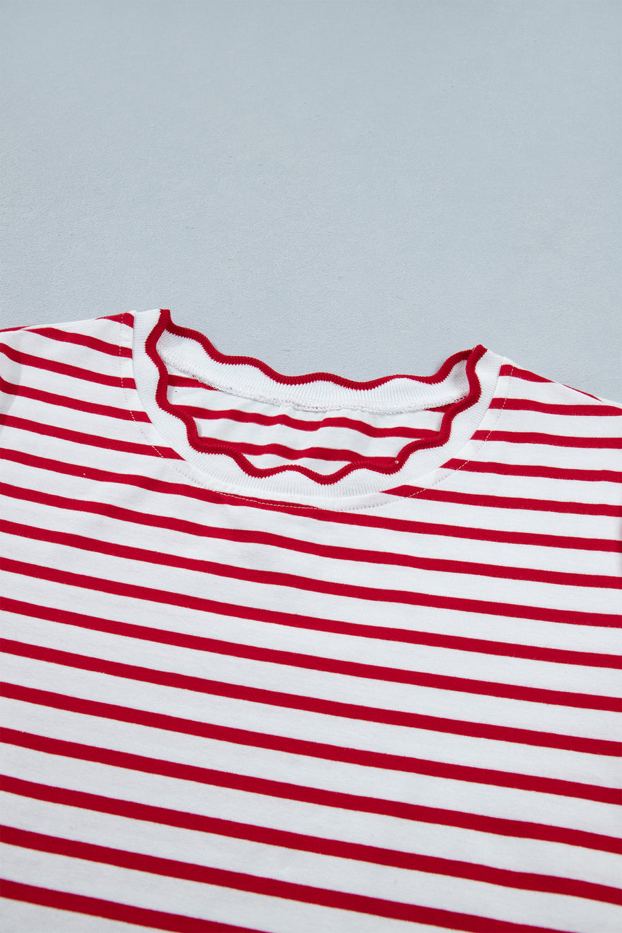 Red stripe co-ord set styled with white sandals — Fashionfitz UK