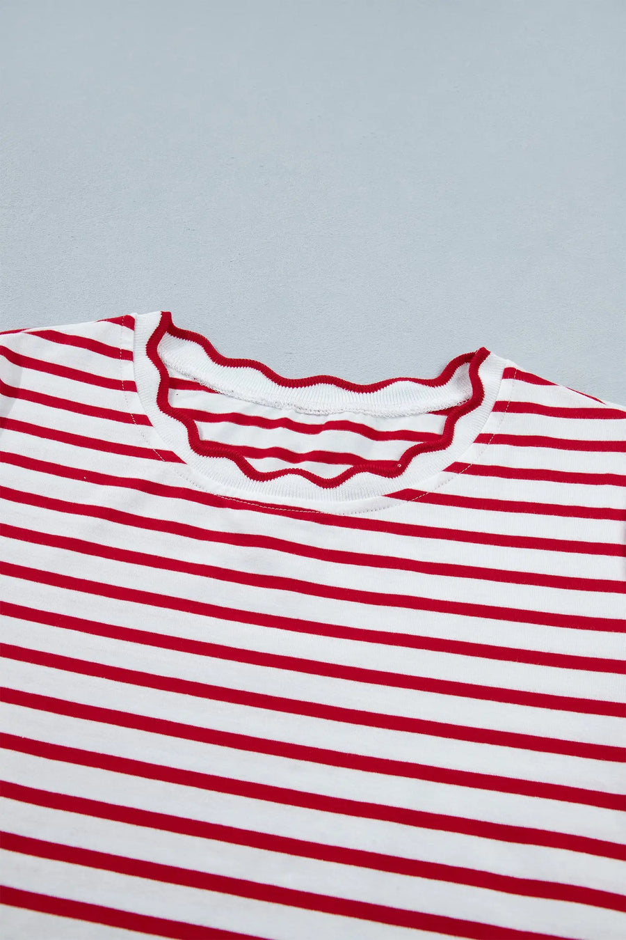 Red stripe co-ord set styled with white sandals — Fashionfitz UK