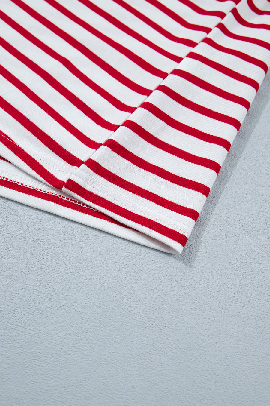 Red and white striped scallop trim co-ord set full length — Fashionfitz UK