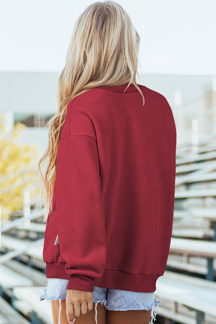 Drop Shoulder Reversible Mock Neck Sweatshirt Women UK