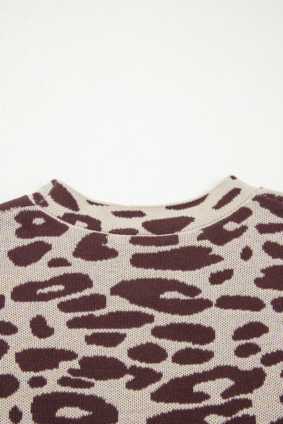 Leopard Print Short Sleeve Knit Sweater