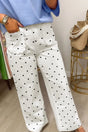 Polka dot scalloped pocket cotton shift pants front view | Fashionfitz UK