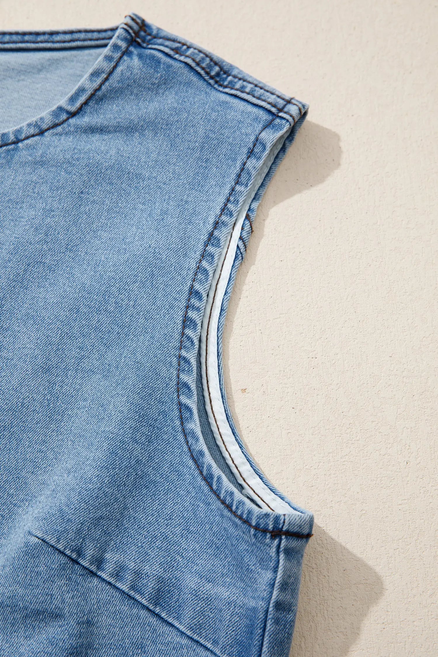 Buttoned front slit denim vest vests