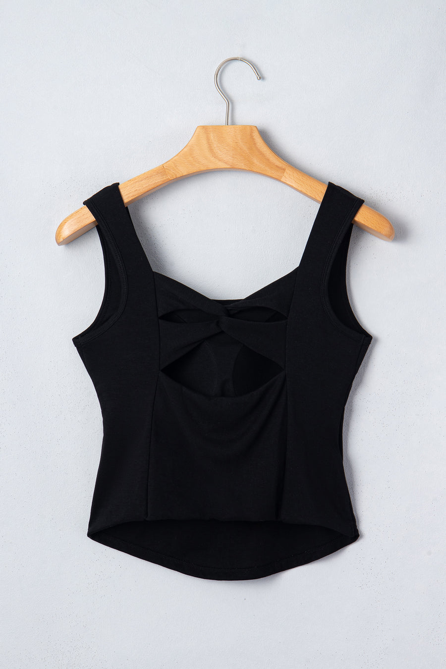 Black Twisted Cross Back U Neck Bra Insert Tank Top Women UK