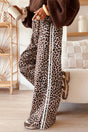 Leopard Print Side Stripe Wide Leg Trousers Women UK