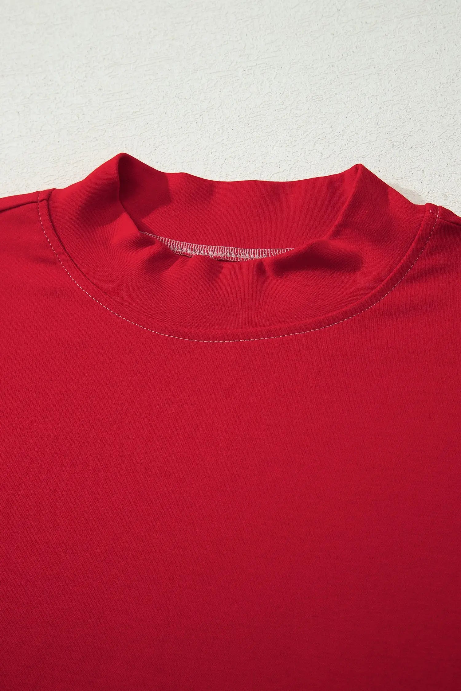 Reversible Contrast Stitch Drop Shoulder High Neck Short Sleeve Tee