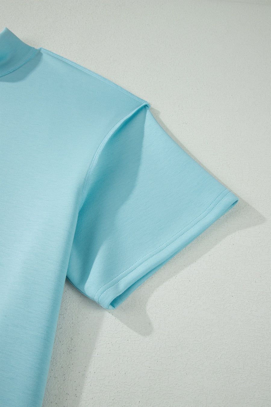 Mist Blue Plus Size Mock Neck Short Set Women UK — styled flat lay | Fashionfitz UK