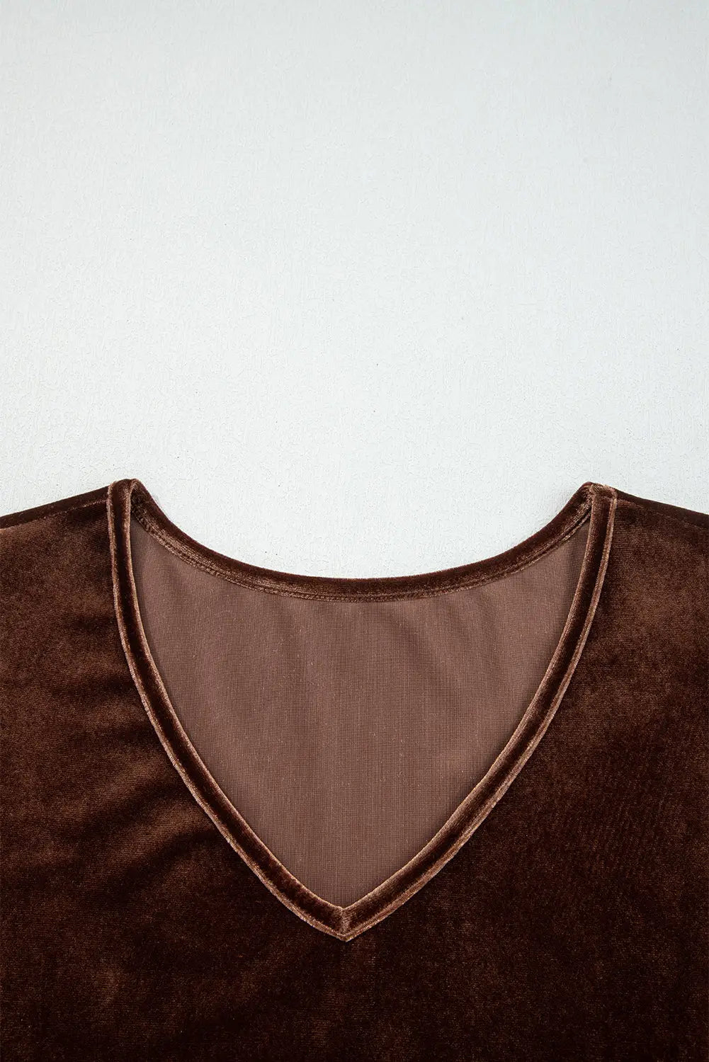 Chicory coffee velvet v neck tiered mini long sleeve