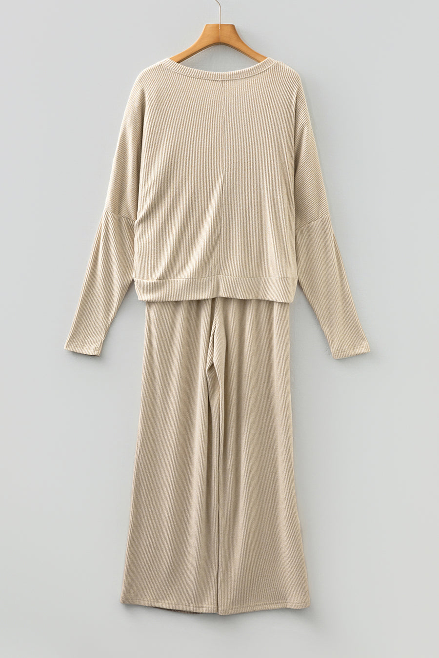 Jet Stream 3D Ribbed V Neck Pullover Drawstring Pants 2 Piece Lounge Set