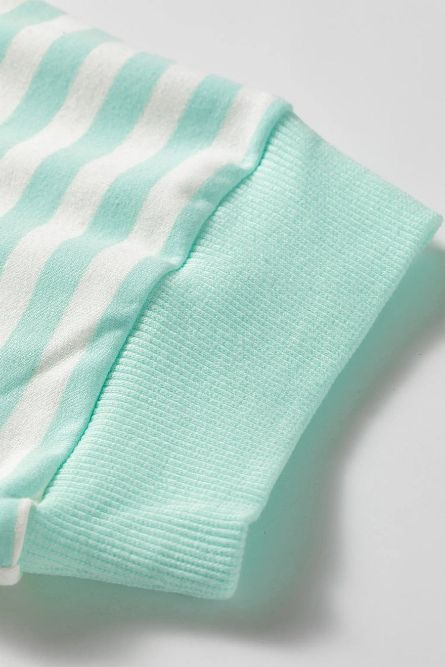 Green Stripe Ribbed Colour Block Trim Half Sleeve Top Mini Skort Set Women UK