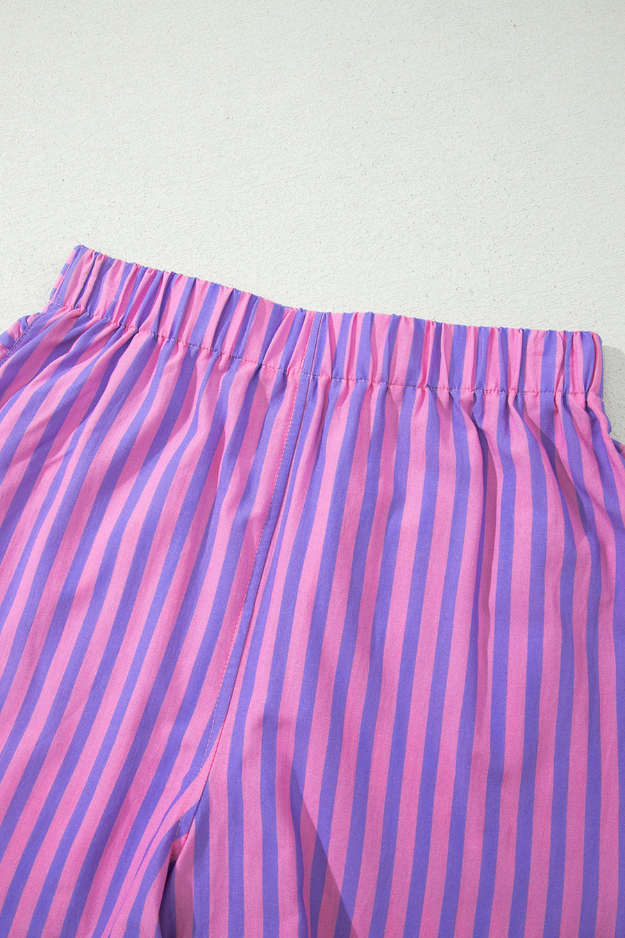 Stripe Ruffle Trim Elastic Waist Shorts Women UK