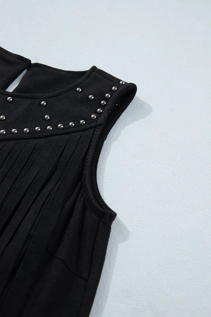 Western Fringe Rivet Sleeveless Top Women UK — full length view on model | Fashionfitz UK