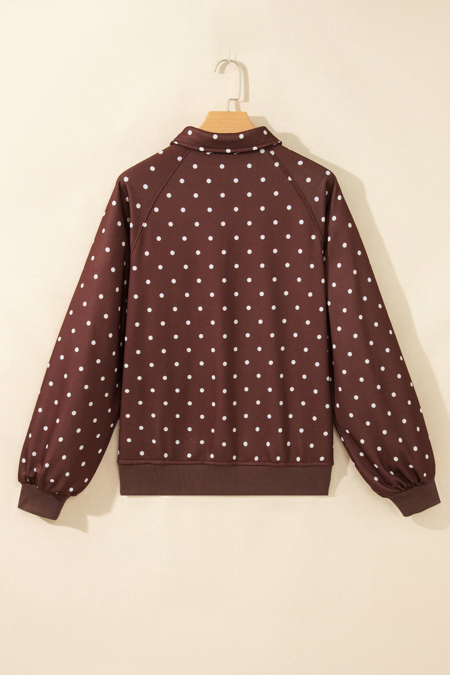 Pink Polka Dot Metal Button Collar Pullover Sweatshirt Women UK