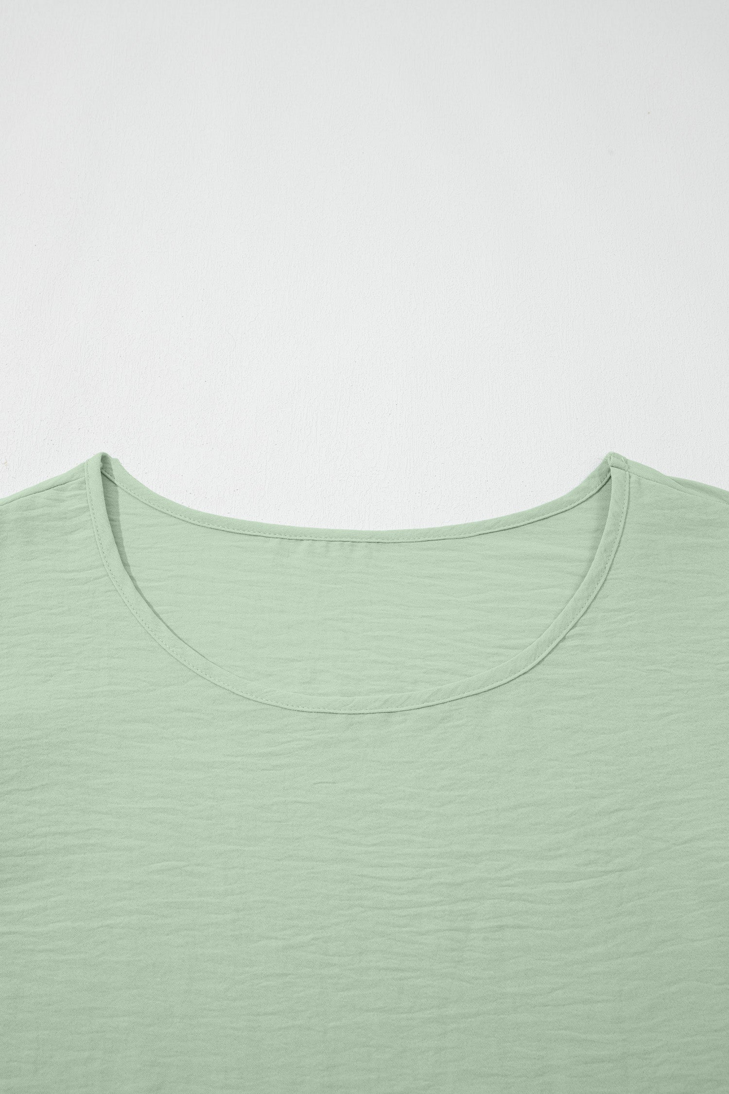 Clearly Aqua Plus Size Double Ruffle Sleeve Crew Neck Top Solid