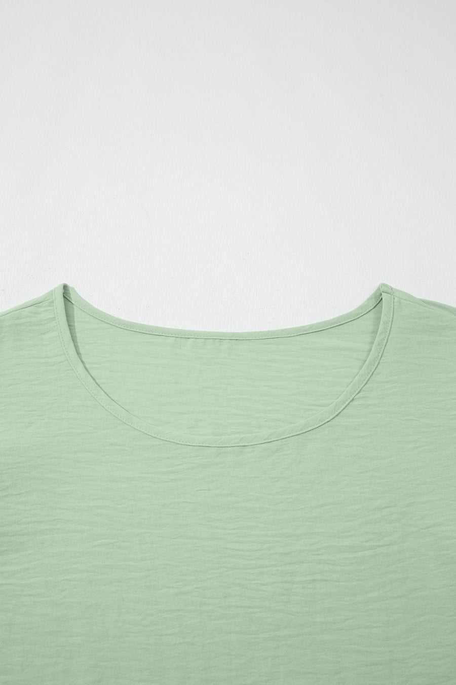 Clearly Aqua Plus Size Double Ruffle Sleeve Crew Neck Top Solid — front detail | Fashionfitz UK