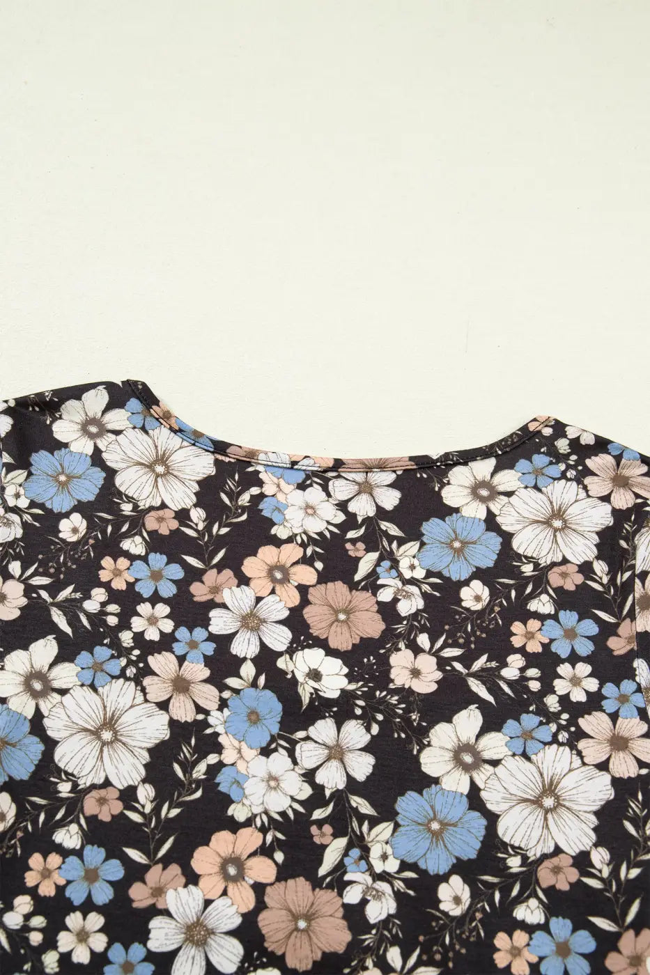 Black Floral Slim Long-Sleeve Top