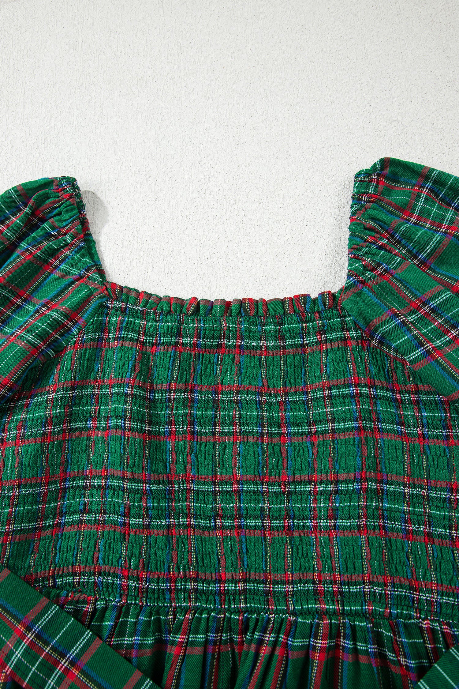 Red Green Tartan Plaid Flared Midi Dress