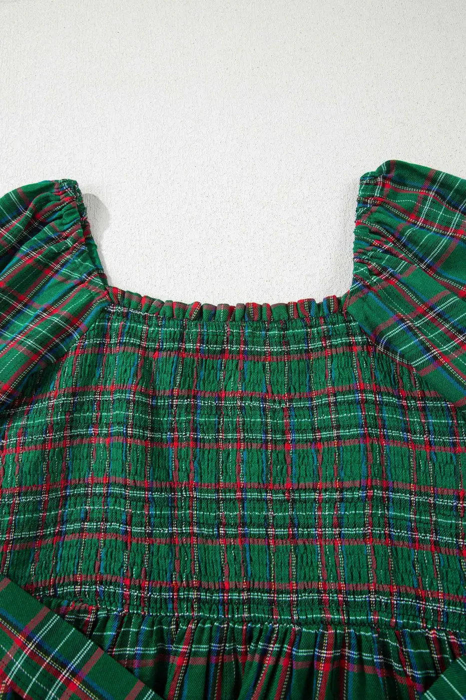 Red green tartan plaid flared midi dress dresses