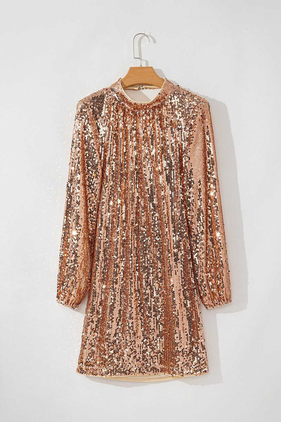 Glimmer Goddess Mini – Gold Sequin Cutout Dress