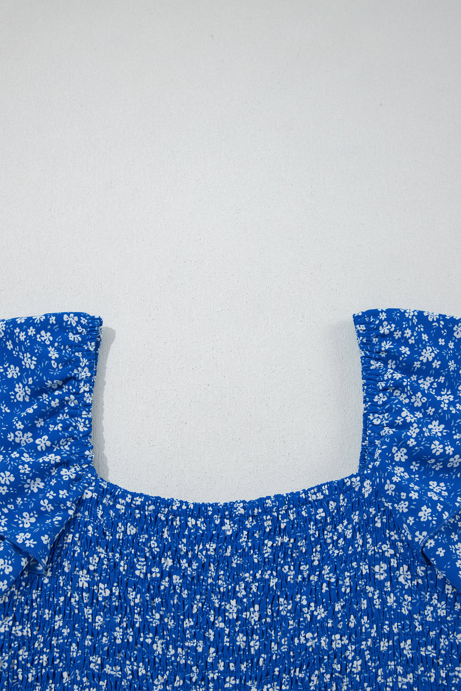 Floral Smocked Square Neck Midi Dress Women UK