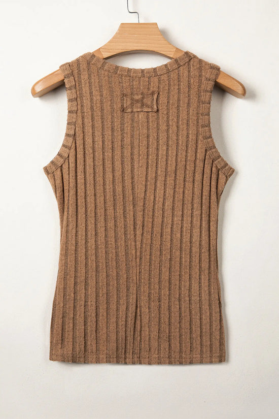 Ribbed mineral wash tank top slim fit round neck sleeveless tops