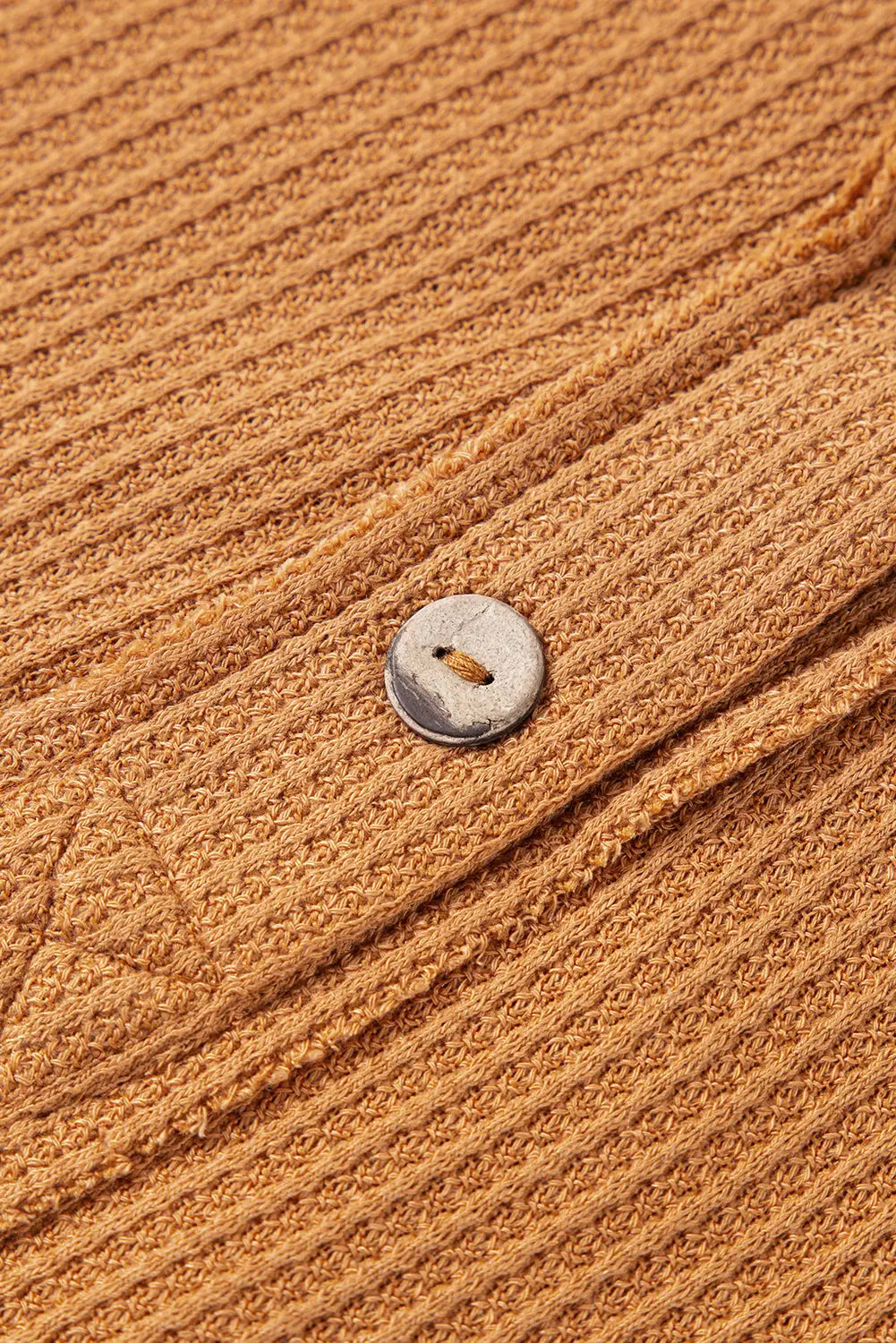 Contrast waffle knit henley top clothing tops