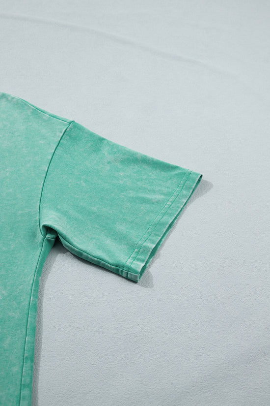 Mineral Washed Oversized Cotton Tee Drop Shoulder Round Neck Tunic Length