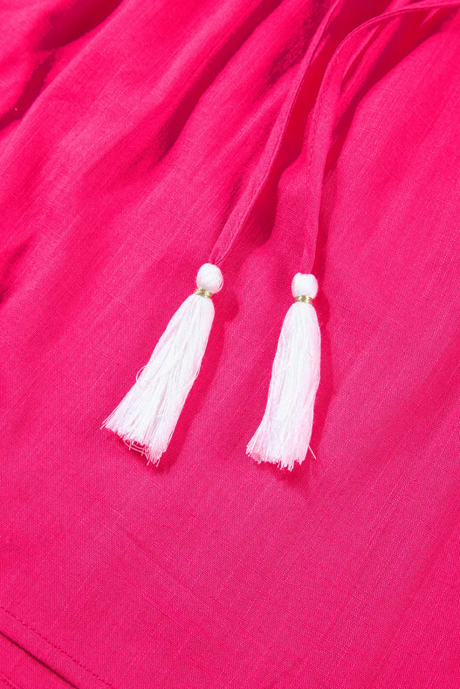 Pink embroidered cotton blouse - tassel tie | fashionfitz