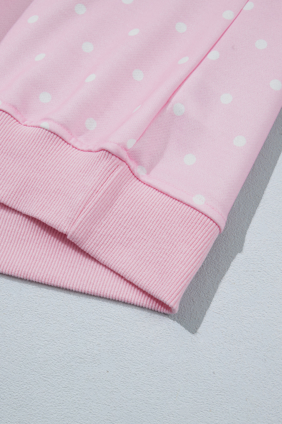 Pink Polka Dot Metal Button Collar Pullover Sweatshirt Women UK
