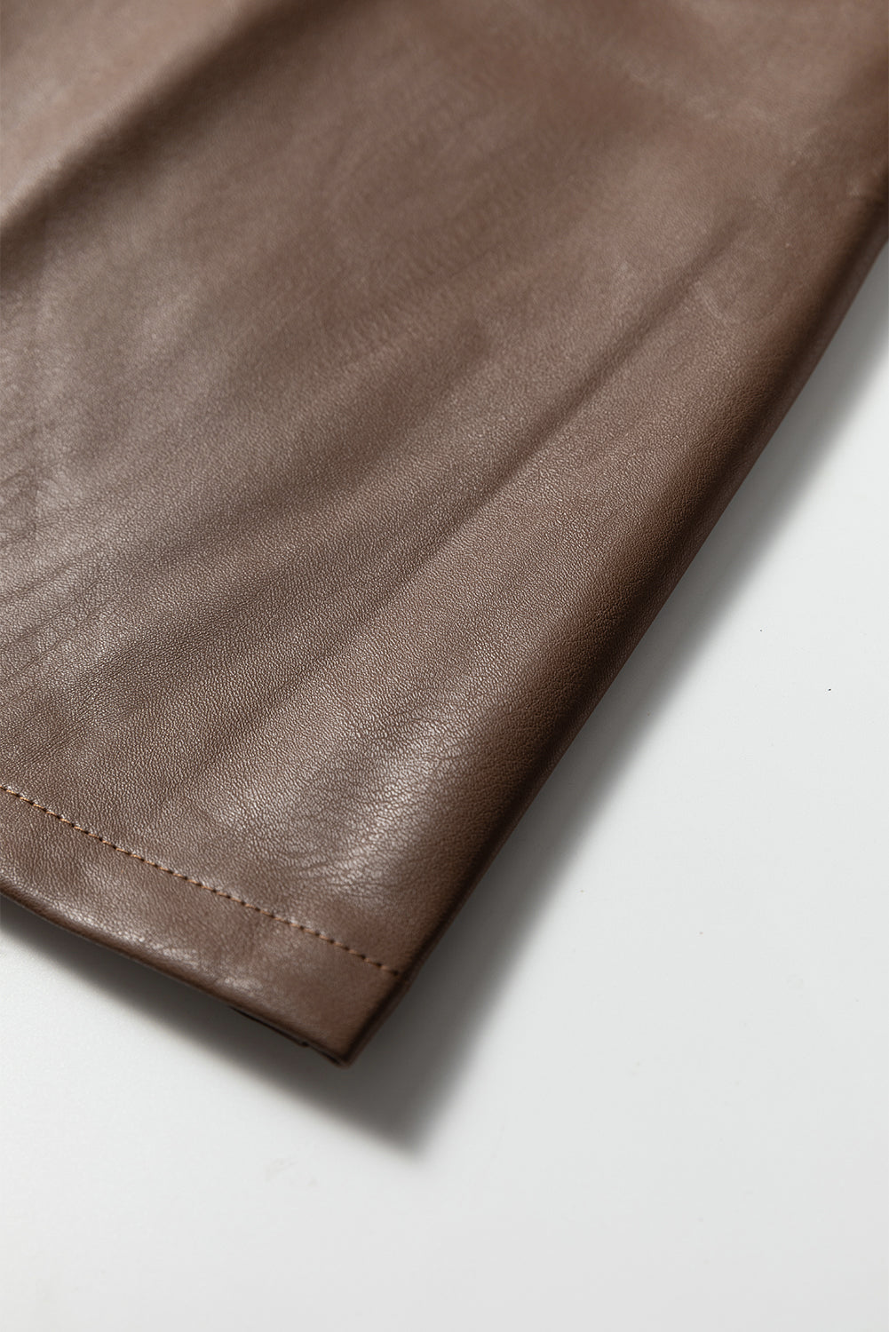 Brown Faux Leather Sleeveless Mini Dress