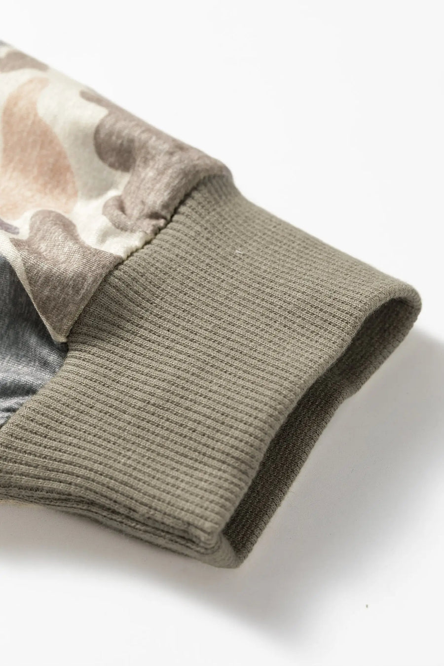 Camo Print Ribbed Trim Pullover Sweatshirt Women UK