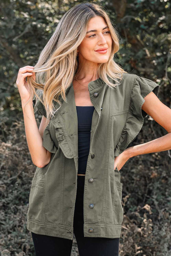 Green Bay Ruffled Denim Vest