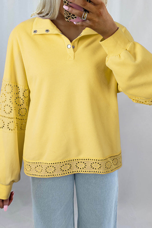 Embroidered Flower Snap Sweatshirt