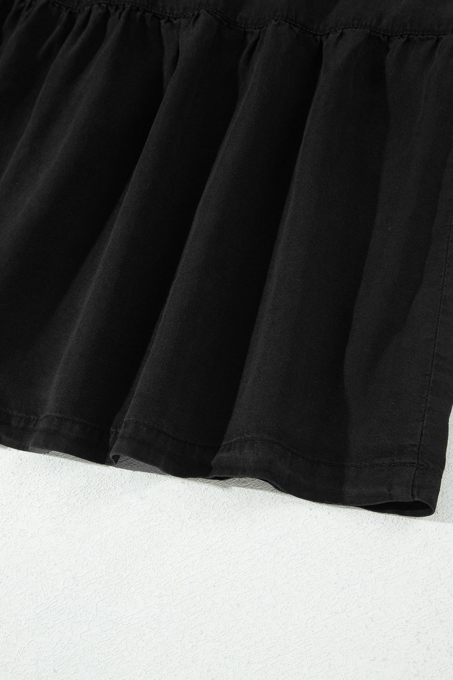 Black Elastic Waist Ruffled Tiered Flared Denim Maxi Skirt Women UK