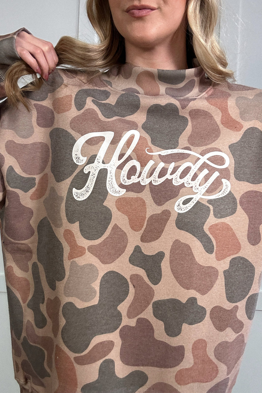 Camo Print Baggy Mock Neck Pullover Sweatshirt Women UK