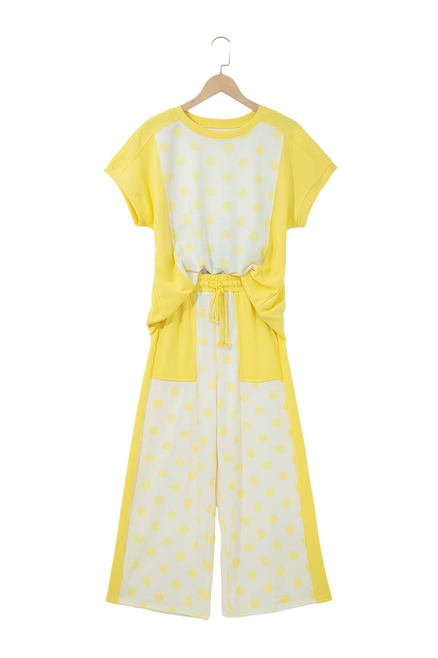 Colour Block Polka Dot Wide Leg Pant Set Women UK