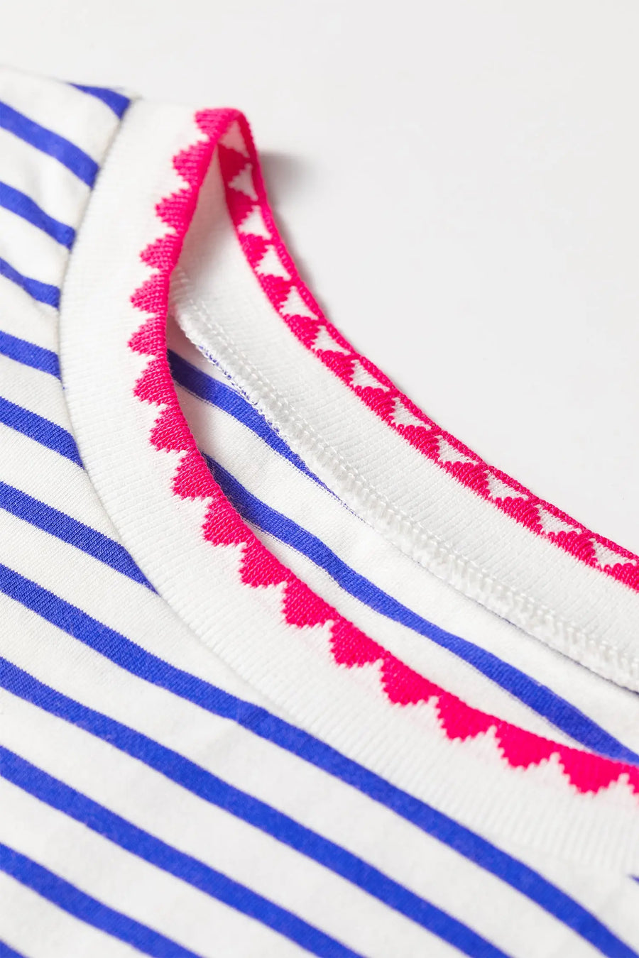 Stripe Contrast Trim Round Neck Cap Sleeve Tee Women UK
