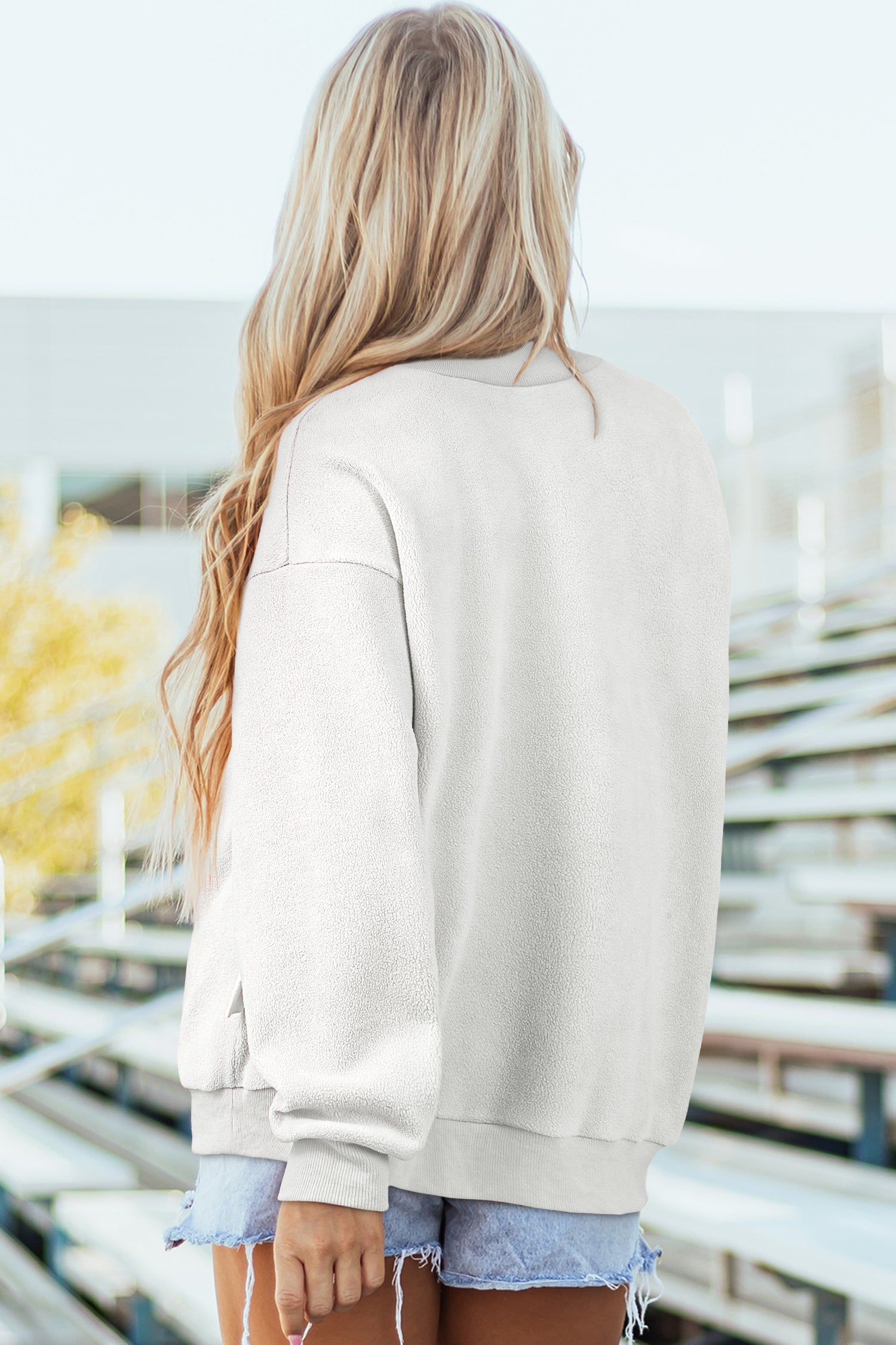 Drop Shoulder Reversible Mock Neck Sweatshirt Women UK