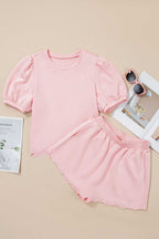 Pink skort set  with shorts on a beige background