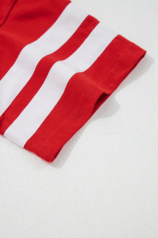 Varsity Stripe Crew Neck Short Sleeve Cotton T-Shirt