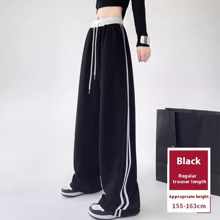 Wide leg sweatpants side view — high waist relaxed fit