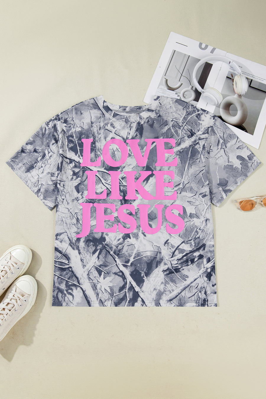 Camouflage LOVE LIKE JESUS Plus Size Graphic Tee Women UK