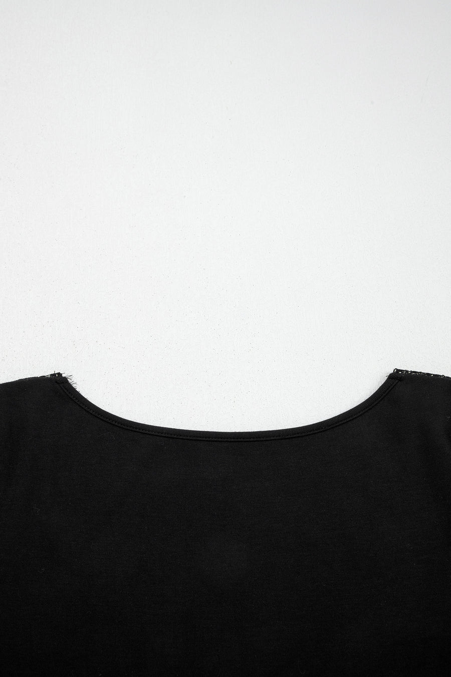Lace Trim Elegant Neckline Long Sleeve Slim Top Women UK
