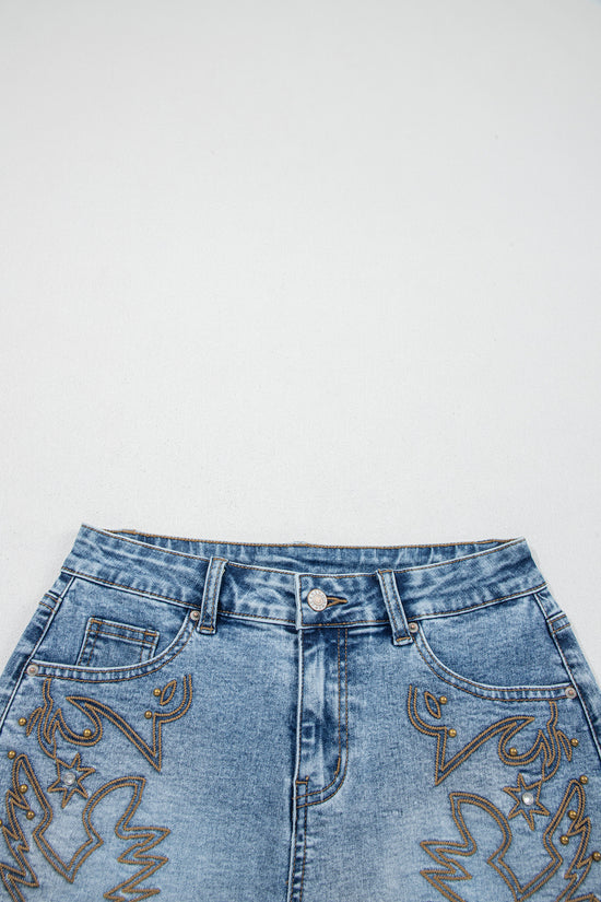 Western Embroidery Stud Denim Shorts Women UK