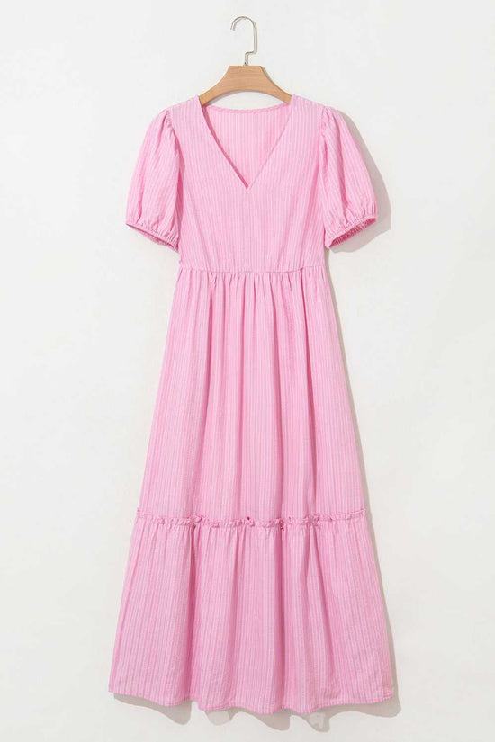 Romantic Pink Stripe Maxi Dress